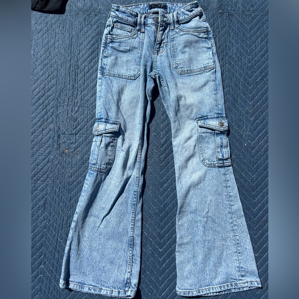 Aeropostale Light Blue Flare Cargo Jeans